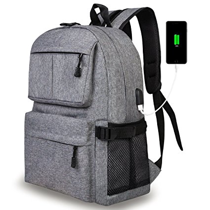 Casual Laptop Backpack School Bag Daypack Bookbag with USB Charging Port Fits 15 Inch Laptop Notebook for College Students Travel Backpack Women & Men