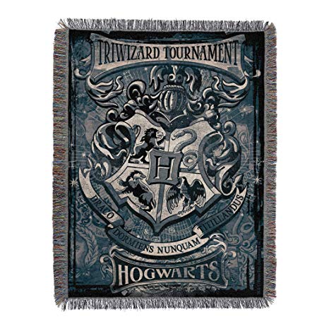 Harry Potter, "Tri Wizard" Woven Tapestry Throw Blanket, 48" x 60"