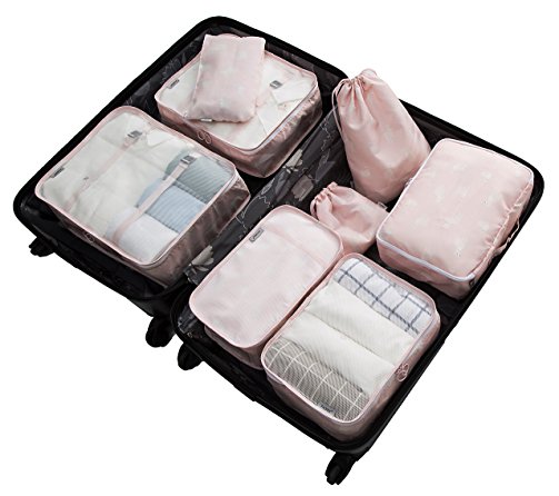 8 Set Packing Travel Organizer,Waterproof Mesh Travel Luggage Packing Cubes with Shoes Bag