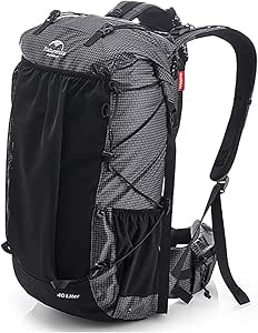 Naturehike Hiking Camping Backpack 45L/65L Lightweight Internal Frame with Rain Cover for Backpacking Outdoor Sports ((40 5) L Black, (40 5) L)