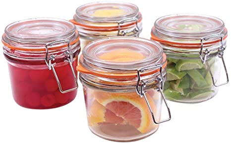 TableCraft CJS12 4-Piece Resealable Condiment Jar Set