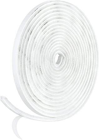 Brush Weather Stripping Weatherstrip Draft-Air Stopper High-Density Self-Adhesive Frame Brush Seal Draught Excluders for Sliding Doors Window and Wardrobe 9 mm (W) x 5 mm (T) x 5 m (L) (White)