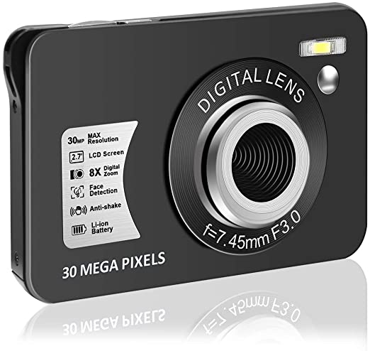Digital Camera Vlogging Camera 1080P 30 MP Mini Camera 2.7 Inch LCD Screen Camera with 8X Digital Zoom Compact Cameras for Adult, Kids, Beginners