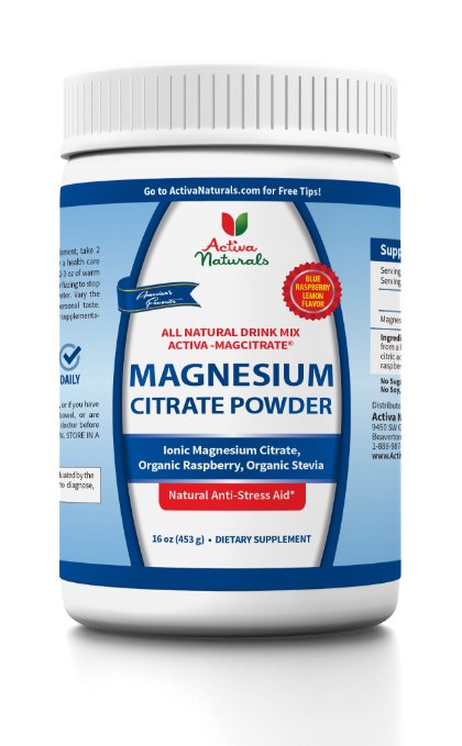 Activa Naturals Magnesium Citrate Supplement - 16 oz. Vegan & Gluten Free Powder with Stevia