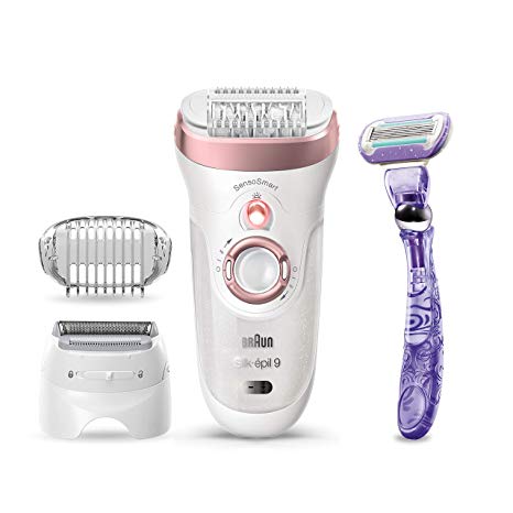 Braun Silk-épil 9 9-870 Epilator for Women for Long-Lasting Hair Removal, White/Bronze