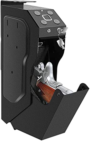 FUNSHION Gun Safe for Pistols, Fingerprint Gun Safe Box Quickly Access Handgun Safes with Digital Password or Key Lock