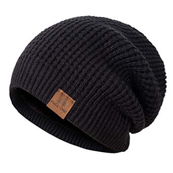 PAGE ONE Mens Winter Beanie Hat Warm Knit Hat Men Thick Fleece Lined Winter Hat Men Women