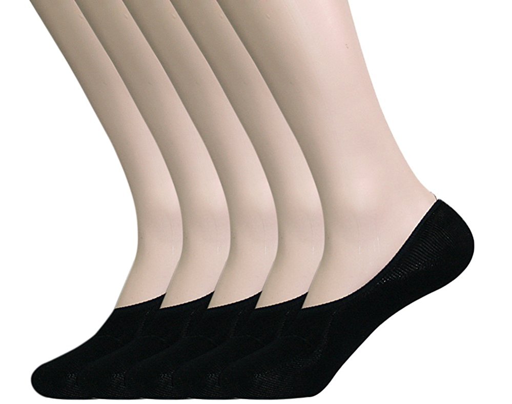 YourFeet Women’s 5 to 9 Pack Thin Cotton No Show Socks With Non Slip Grips Flat Boat Line - One Size Fits 8-11