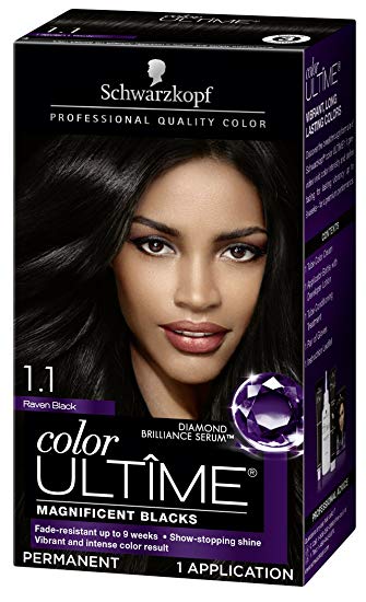 Schwarzkopf Color Ultime Hair Color Cream, 1.1 Raven Black (Packaging May Vary)