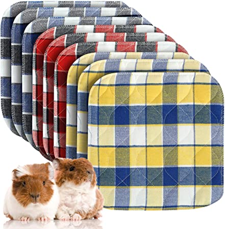 Pack of 9 Guinea Pig Washable Pee Pads- 12 × 12 Inch Fast Absorbent Non-Slip Guinea Pig Beddings Reusable Cage Liners for Puppy, Rabbits, Hamsters, Bunnies, Gerbils, Other Small Animals…