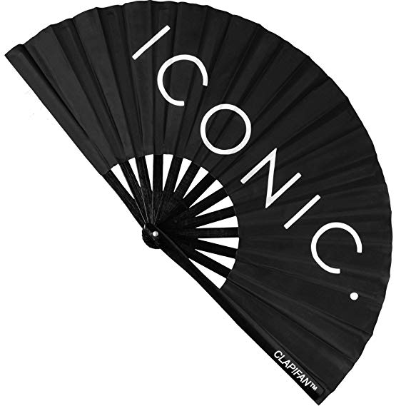 ClapFan Rave Fan, Large Bamboo Loud Clack Folding Hand Fan for EDM, Music Festival, Club, Event, Party, Dance, Performance, Iconic, for Men/Women, 13 inch (Black)
