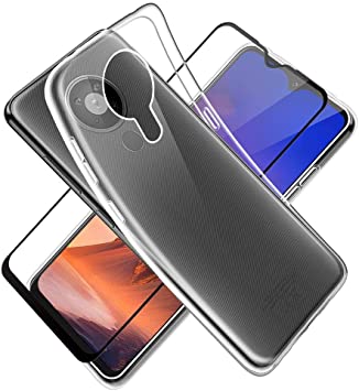 SDTEK Case for Nokia 5.3 Full Body Front and Back 360 Protection Clear Gel Cover with Tempered Glass Full Screen Protector