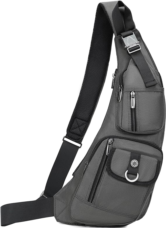 NICGID Sling Bag Chest Shoulder Backpack Crossbody Bags for Men Women, 014-grey, Casual
