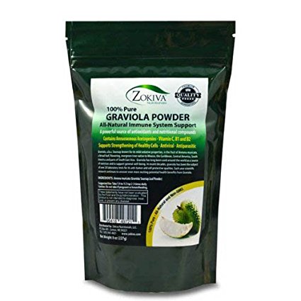 Graviola Leaf Powder 8 oz (Soursop) Annona muricata - Premium Quality 100% Pure by Zokiva Nutritionals