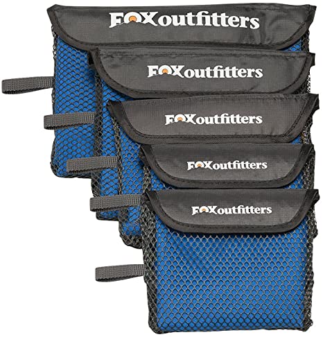 Fox Outfitters Microfiber Towel - Ultra Compact Quick Dry Microfiber Camping & Travel Towel with Hang Loop Snap. Lightweight & Great for Backpacking, Hiking, Sports