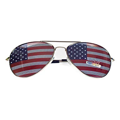 Goson American Flag Mirror Aviator Novelty Decorative Sunglasses