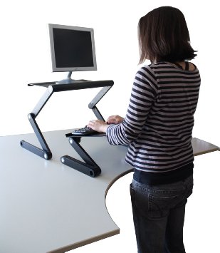 Workez Standing Desk Conversion Kit - Adjustable Ergonomic Sit to Stand Office Desk for Laptops & Desktops (BLACK)
