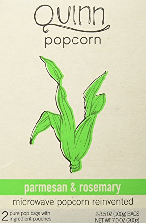Quinn Snacks Microwave Popcorn - Made with Organic Non-GMO Corn - Great Snack Food for Movie Night {Parmesan & Rosemary, 1 Box}