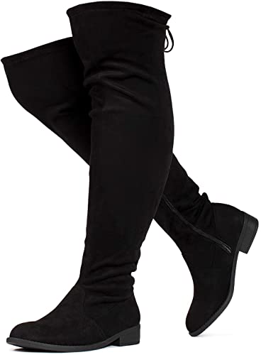 RF ROOM OF FASHION Women's Wide Calf Stretchy Zip Closure Over The Knee Boots