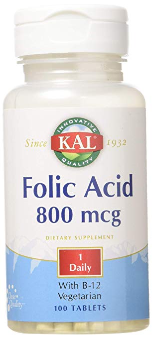 Kal 800 Mcg Folic Acid B-12 Tablets, 100 Count