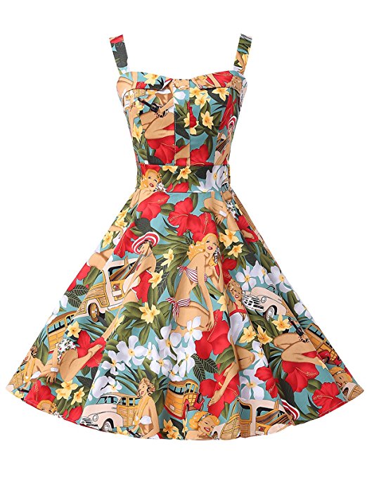 Grace Karin Women's Floral 1950's Vintage Retro Cocktail Party Dresses