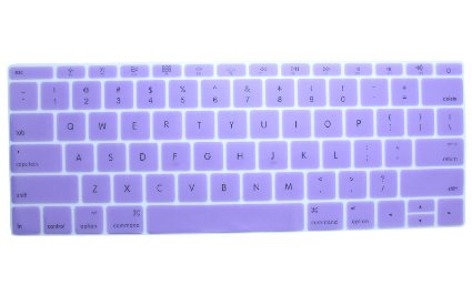 CaseBuy Retina 12-Inch Keyboard Protector Silicone Cover Skin for New Macbook 12 with Retina Display A1534 2015 Newest Model Semi-Purple