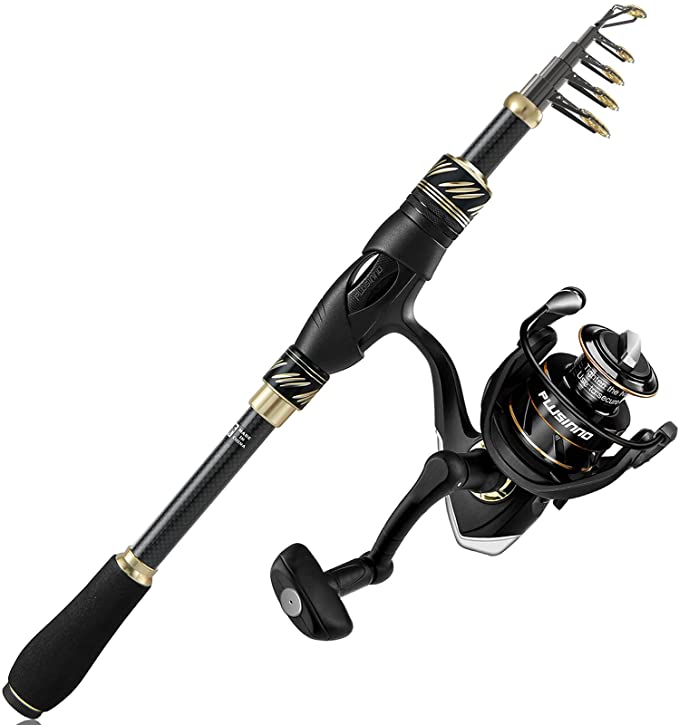 PLUSINNO Fishing Rod and Reel Combos Carbon Fiber Telescopic Fishing Pole with Spinning Reels Sea Saltwater Freshwater Kit Fishing Rod Kit