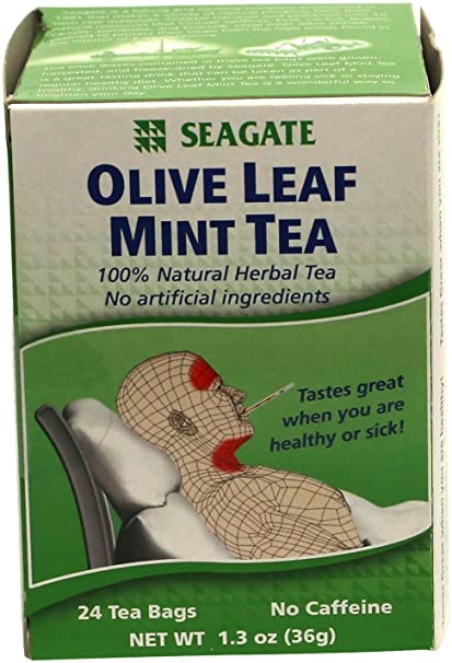 Seagate Products Olive Leaf Herbal Mint Tea 24 Count (Pack of 2)