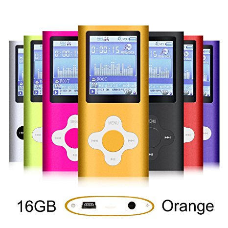 G.G.Martinsen Plum Button 1.78 LCD MP3/MP4 16 GB Portable MP3Player , MP4 Player , Video Player , Music Player , Media Player , Audio Player (Orange)