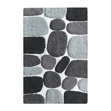 Chardin Home - 100% Pure Cotton Pebbles Bath Rug,  Large,  27’’ W x 45’’ L, Grays – Easy Care Machine Wash