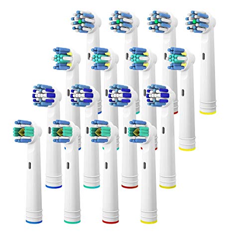Replacement Brush Heads for Oral B, 16 Pcs Toothbrush Replacement Heads Compatible Oral B for Pro1000 Pro3000 Pro5000 Pro7000, includes 4 Floss Action, 4 Cross Action, 4 Precision Clean & 4 3D White