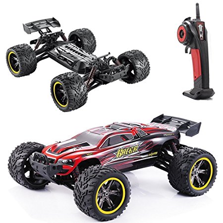 GPTOYS RC Cars S912 LUCTAN 33MPH 1/12 Scale Electric Monster Hobby Truck With Waterproof Electronics,Remote Control Off Road Red Truggy Toys
