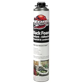 Kraken Bond Black Spray Waterfall Foam Sealant - (1x24oz) Expanding Polyurethane Pond Foam Sealer Black, UV Resistant Insulating Spray for Landscape & Exterior, Gun Use, Gun Not Included, 1 Pack