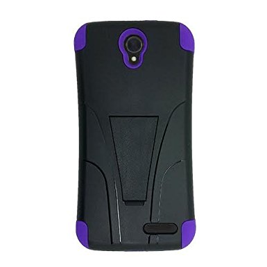 Phone Case for ZTE AVID 916 (Consumer Cellular) Hybrid Cover Case with Kickstand (Purple-black)