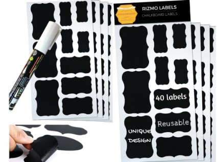 Versatile - Value Pack - 40 Chalkboard Labels with Chalkboard Marker Bundle - Includes Re-writeable Chalkboard Labels and Chalkboard Markers.