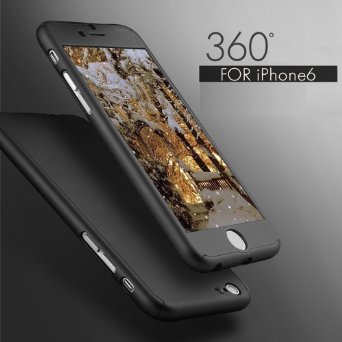 iPhone 6 Plus Case IPAKY All-round Protective Slim Fit Case Cover with Tempered Glass Screen Protector Skin for Apple iPhone 66S Plus 55 Black