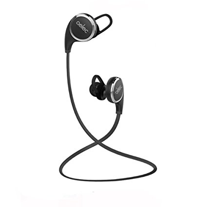 AELEC QY8 Bluetooth Headphones V4.1 Bluetooth Headphones Wireless Earphones Sweatproof Sport Earbuds Headsets Noise Cancelling For Iphone for Samsung for Ipad for Running hiking cycling (Black)