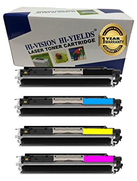 HI-VISION HI-YIELDS Compatible Toner Cartridge Replacement for Hewlett-Packard (HP) 126A CE310A CE311A CE312A CE313A (1 Black, 1 Cyan, 1 Yellow, 1 Magenta, 4-Pack)