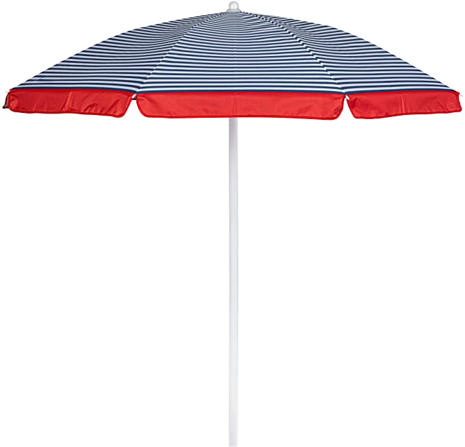 ONIVA - a Picnic Time brand 822-00-333-000-0 5.5 Ft. Portable Beach Umbrella Outdoor Furniture, Blue Pinstripe Pattern