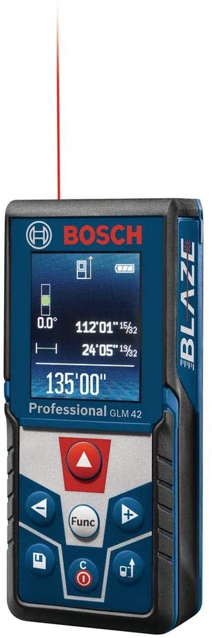 Bosch GLM 42 BLAZE 135 foot Handheld One-Position Laser Measurer with Full Color Backlit Display (Non-Retail Packaging)