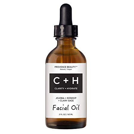 Provence Beauty | Clarify   Hydrate Facial Oil - Cold Pressed Jojoba   Rosehip   Clary Sage Oils - Added Anti-Aging, Anti-Wrinkle, Blemish Minimizing Solution - 2 OZ