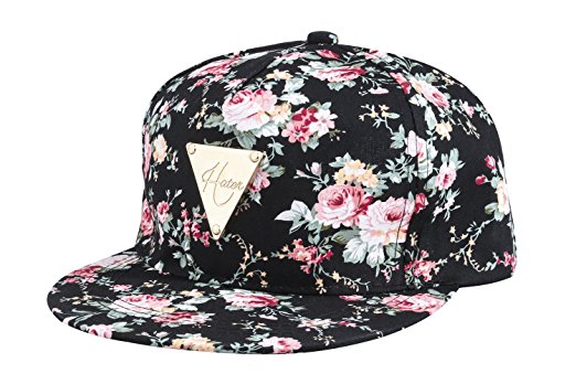 Yonala Fashion Floral Snapback Hip-Hop Hat Flat Peaked Baseball Cap for Four Seasons