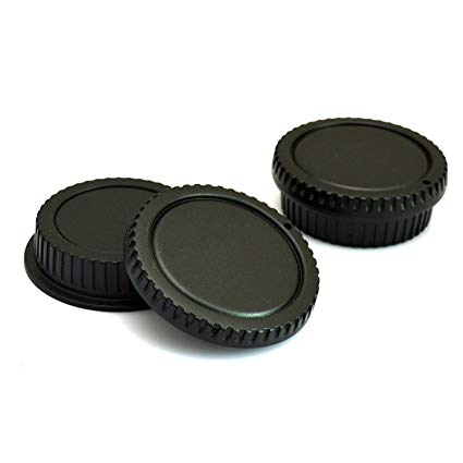 VONOTO 2 Set Lens Cover and Camera Body Cap Set for Canon EOS DSLR (Black)