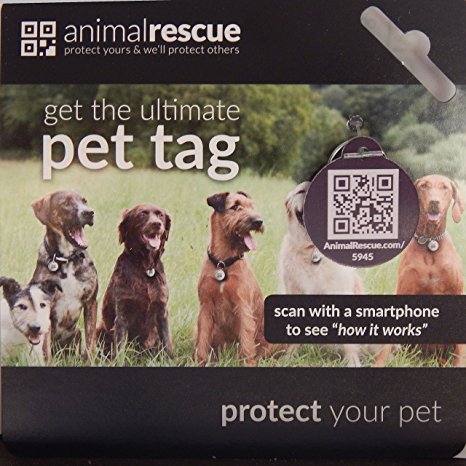 QR Code Pet ID Tag for Dogs & Cats: AnimalRescue.com Q-Tag - GPS Enabled - Digital Pet ID System