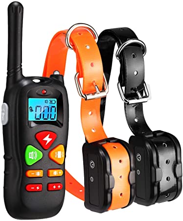 Dog Training Collar for 2 Dogs Shock Collar with Remote 1600ft Waterproof Rechargeable Dog Shock Collars with Beep Vibration and Harmless Shock for Small Medium Large Pets