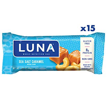 LUNA BAR - Gluten Free Bar - Sea Salt Caramel Flavor - (1.69 Ounce Snack Bar, 15 Count)