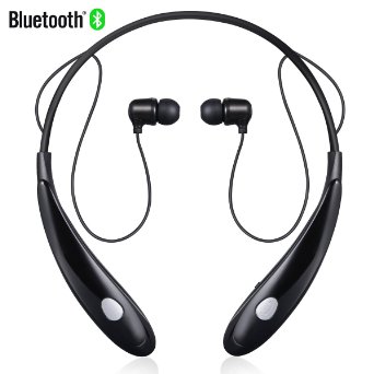 Sunnest Bluetooth Headphones with Neckband Noise Cancelling Wireless Stereo Neck Headsets In-Ear Sweatproof Earbuds Earphones for iPhone, iPad, iPod, Android Smartphone, Samsung Galaxy S6 (Black)