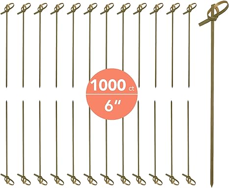JapanBargain 1597x20, Cocktail Picks Appetizer Picks Bamboo Skewers for Snack Sandwich Finger Food Tapas Fruit Kabob BBQ Hors D’oeuvre Twisted End Knotted Bamboo Sticks, 6 inch, 1000pcs