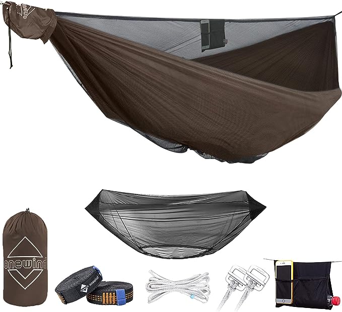 Onewind Premium 12' Camping Double Hammock with Tree Straps and Bug Net for Travel, Camping, Backpacking and Hiking