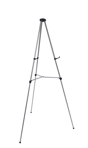 Lightweight Aluminum Telescoping Display Easel, 70 Inches, Silver